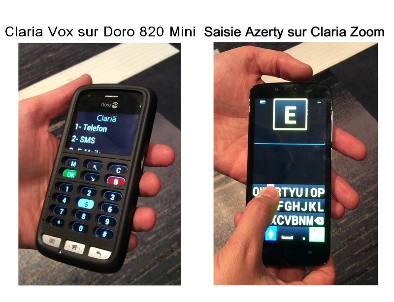 Claria Vox sur Doro 820 mini et Saisie Azerty sur Claria Zoom