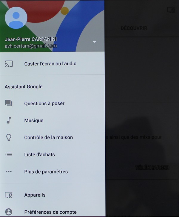 Capture écran de l'application Google Home