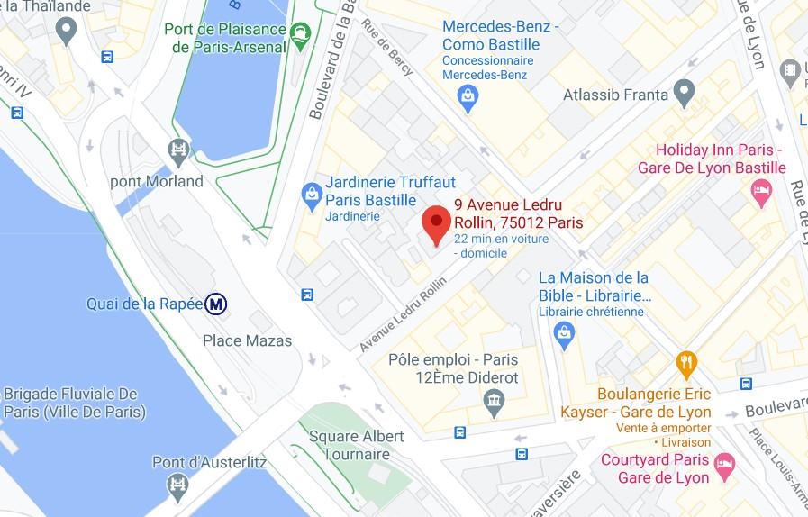Carte Maps du siège de la société Etex France