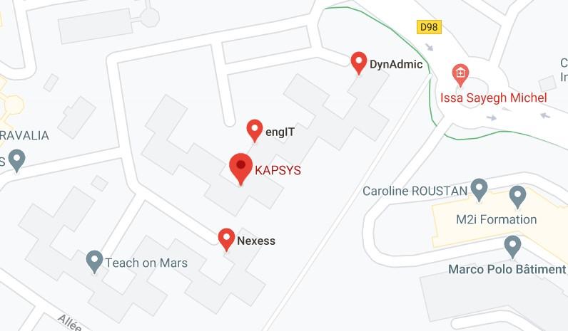 Localisation carte Maps de la société Kapsys