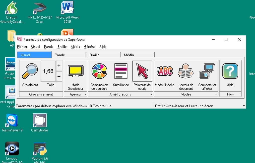 Interface utilisateur SuperNova version 22