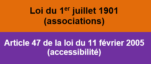 Loi du 1er juillet 1901 (associations). Article 47 de la loi du 11 février 2005 (accessibilité).